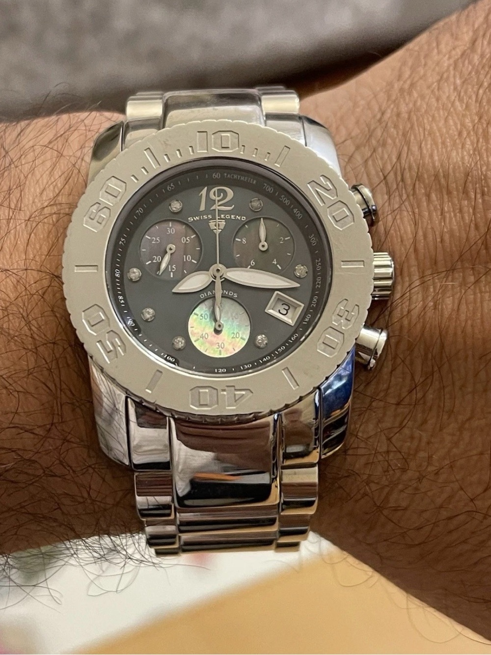 Swiss Legend Commander Chronograph Diamond Mother Pearl 37mm Unisex Swiss Made